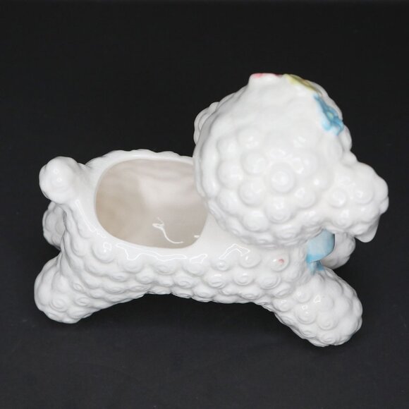 Vintage Napco Curly Lamb Ceramic Planter Pot #598 Kitchy 60s Home Decor Pastel - Picture 6 of 12